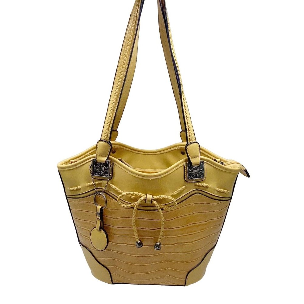 Beuno Yellow Faux Crocodile Shoulder Bag